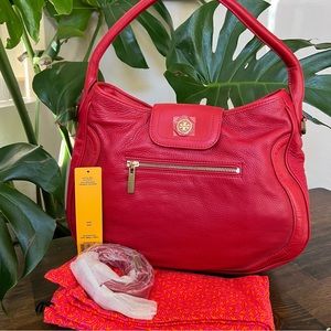 Tory Burch Edye $525 Red Leather Hobo Crossbody